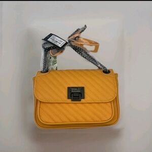 Badgley Mischka Mustard Quilted Crossbody Bag Black Hardware